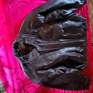 Blouson en cuir noir homme – Taille XL – Occasion