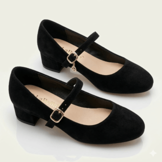 Escarpins femme noirs en cuir et velours